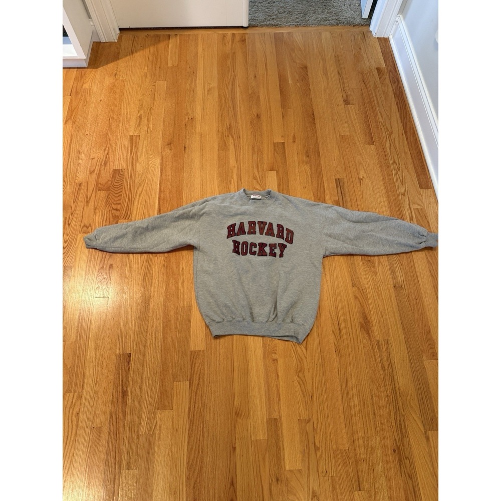 Vintage Harvard Hockey Sweatshirt Mens Large Gray Graphic University Team issued